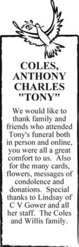 COLES, ANTHONY CHARLES "TONY"