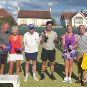 The finalist face the camera at Woodlands LTC's Les Treen Mixed Doubles