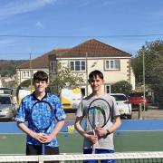 Jack Spiers and Marcus Llewellyn both picked up five wins from their six matches on their way to promotion. Pic: Weston Tennis Club.