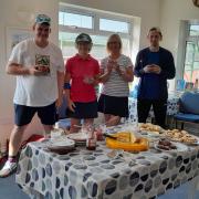 Cheddar Tennis Club intra club tournament winers Bailey Axon, Ruth Rogers and runners-up Denise Davidson, Jamie Franklin-Smith.