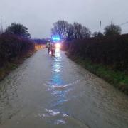 Weston crews encounter flooding on the way back from Bath (December 4)