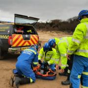 The team carried a patient 600-metres off the beach to an awaiting ambulance.