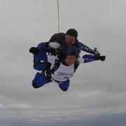 Jane Tucker during her skydive.
