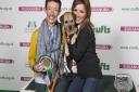 Friends for Life 2018 winner Vanessa Holbrow and her dog Sir Jack Spratticus with Geri Horner.