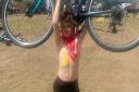 Riley Charlton, 9, completed his 70 mile cycle at Weston.