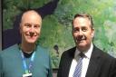 Dave Lees, left, and Liam Fox MP, right, both back calls for Covid-19 testing at Bristol Airport. Picture taken pre-Covid.