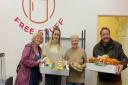 Volunteers from the Healthy Living Centre pictured donating unused food.