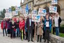 Save Weston A&E protesters gathered outside Weston Town Hall before the meeting.    Picture: MARK ATHERTON