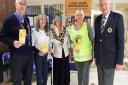 Mayor Jos Holder experiences life without sight in an awareness drive by Weston Lions Club.