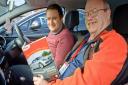 Neil Bayliss advanced driving instructor with reporter Ron Walker.