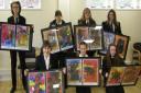 Westhaven School pupils with their artwork.