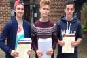 Sam Gywn, Callum Edwards and Ollie Nash after opening their envelopes