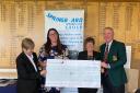 Worlebury GC presnet Springboard Opportunity Group with a cheque for £9,000. From left to right, Carol Cockerum Worlebury Lady Captain, Nikki Tamms Springboard Group, Janet Jamieson Worlebury and Club Captain Barry Saunders. Pic Worlebury GC.