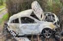 The burnt out car in Edingworth