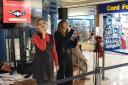 Shoppers were treated with live Christmas music.