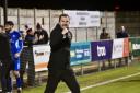 Truro City manager Paul Wotton celebrates his side's win at Truro City, which was their third win in four games.