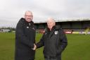 Bob Flaskett (right) will retire as Weston AFC groudsman and pass on the role to Sam Trego (left) after Boxing Day;s game with Weymouth.