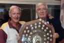Winscombe President Ken Whatling with Banwell President Barry Taylor after Winscombe retain The Parrot Shield