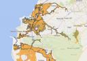 Flood alerts in North Somerset shown in orange. Picture: Government