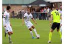 James Dodd in action for Weston AFC against Weymouth.