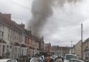Firefighters tackle the blaze around 4pm.