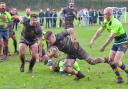 Oscar Browne scores for Winscombe RFC at Old Centralians.