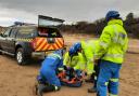 The team carried a patient 600-metres off the beach to an awaiting ambulance.