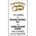 RICHARD CROSBIE-HILL to JEANIE GRAHAM COSENS