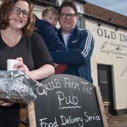 Jenny Box,Tom Stephen and their son Stan from The Old Inn pub, are doing food deliveries to villagers in Congresbury.    Picture: MARK ATHERTON