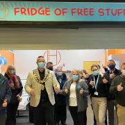 The Fridge of Free Stuff in the Sovereign Centre was officially opened by the mayor.