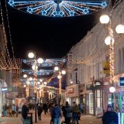 Christmas lights on Weston High Street.