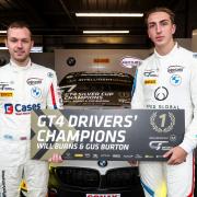 Will Burns, left, and Gus Burton, right, celebrated a successful season with another podium finish at Donnington Park.