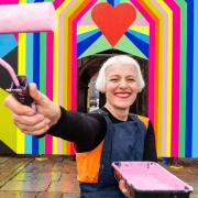 Morag Myerscough with her Love at First Sight artwork.