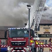 Burnham's Rosewood pub caught fire on Saturday.                          Picture: Les Barber