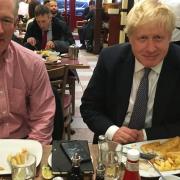 MP John Penrose with Boris Johnson at Papa's.