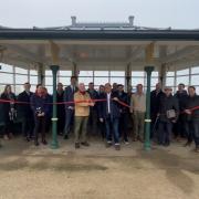 Councillors and others met to unveil the first of three Victorian shelters to be refurbed in Weston.