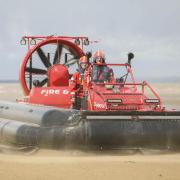 Avon Fire and Rescue Service's Firefly hovercraft on Weston-super-Mare seafront.