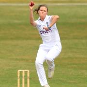 England’s Lauren Filer bowls during day three of the Women's International Test match at The Incora County Ground, Derby. Picture date: Saturday June 17, 2023.