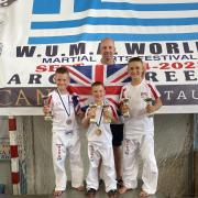 Josh Cawte, Liam Cawte and Ryan Cawte shared five medals between them obtained at the World United Martial Arts Federation (WUMA) championships in Greece.