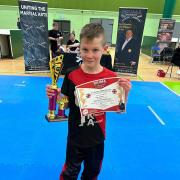 Josh Cawte won all his fights by unanimous decision in the continuous sparring category for boys under 145cm on his way to a second successive British Kickboxing Championship.