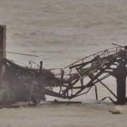 Part of the pier collapsed during the storm.