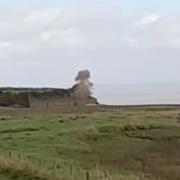 The moment training torpedoes were detonated in Kewstoke by local coastguard teams.