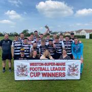 Weston Town after beating West Wick 1-0 in the first of their two finals in four days