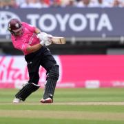 Somerset's Will Smeed hits a six during the Vitality Blast Men's T20 semi final at Edgbaston