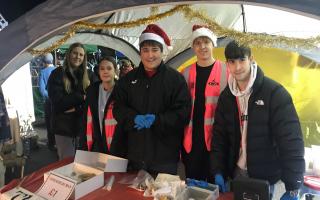 Students held a stall to help donate for the foodbank.