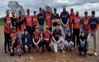 Weston Jets line up with Plymouth Mariners from their pre-season friendly. Pic:  Plymouth Mariners Baseball Club.